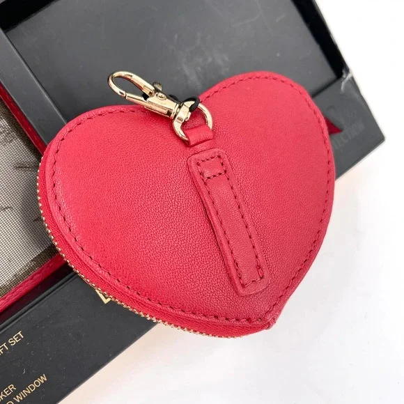 LODIS Genuine Leather Tech Gift Set Airpod Case Wallet Pink Red NIB - Picture 10 of 13